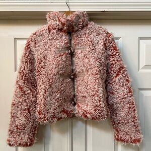 Anthropologie Strawberries and Cream Fuzzy Jacket